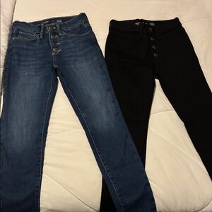 2 Pair Old Navy girls High Rise Rockstar jeggings Blue and Black Jeans NEW